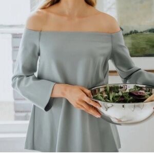 TUCKERNUCK Miranda Off The Shoulder Boxy Blouse in Arctic Blue Small